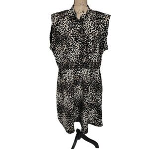 Speed Control New York Leopard Print Sleeveless Shirt Dress Brown Black 3X